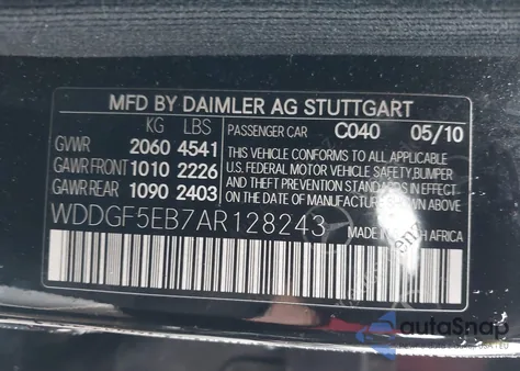 2010 Mercedes-Benz C 300 Sport из США, поврежденный, VIN WDDGF5EB7AR128243